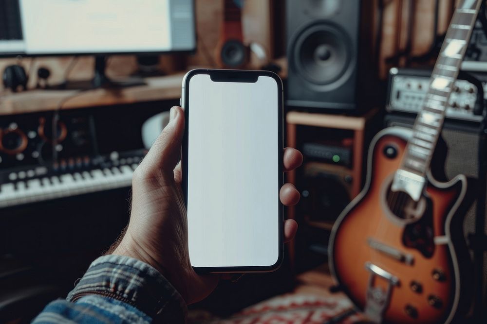Phone mockup guitar screen photo.