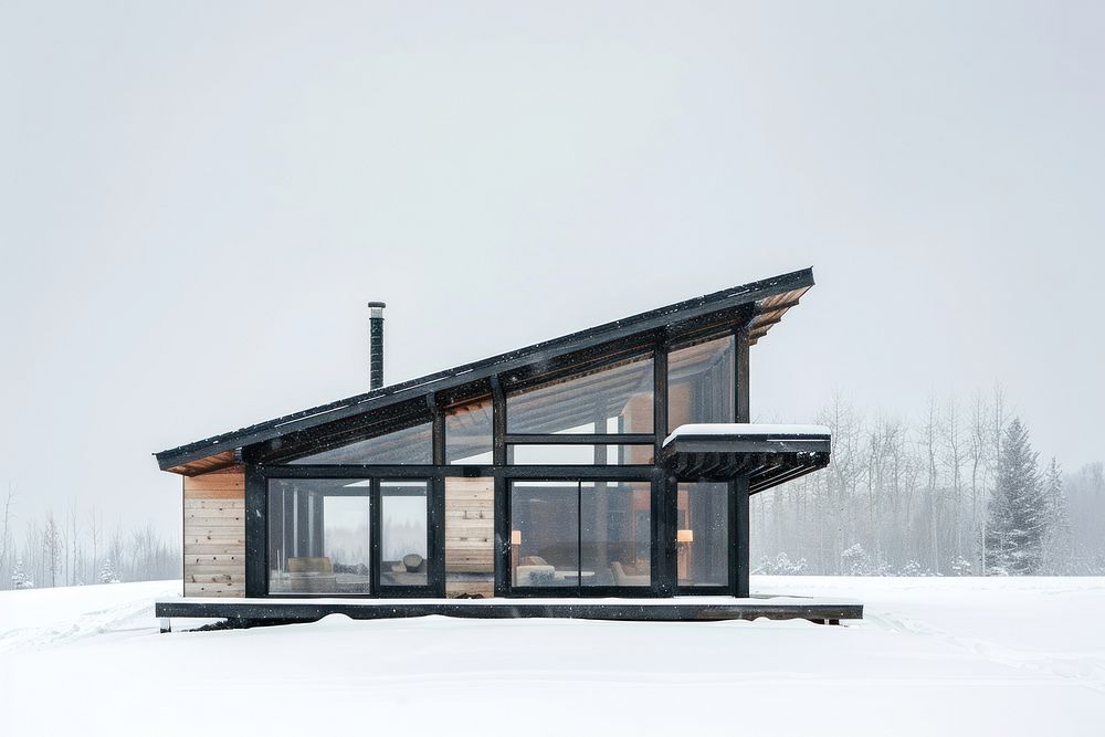 Modern cabin architecture building outdoors.