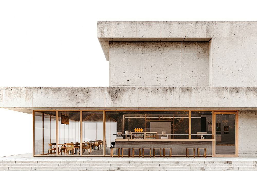 Brutalism coffee shop architecture building restaurant.
