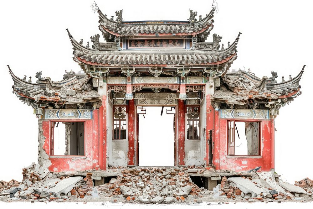 China destroyed building person human.