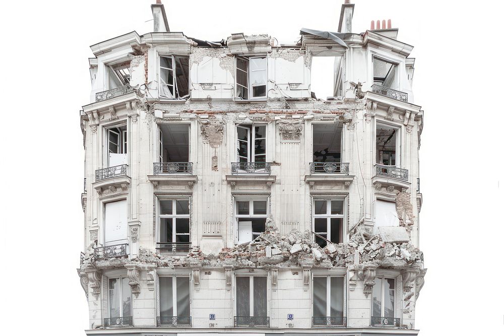 Paris destroyed building architecture window urban.