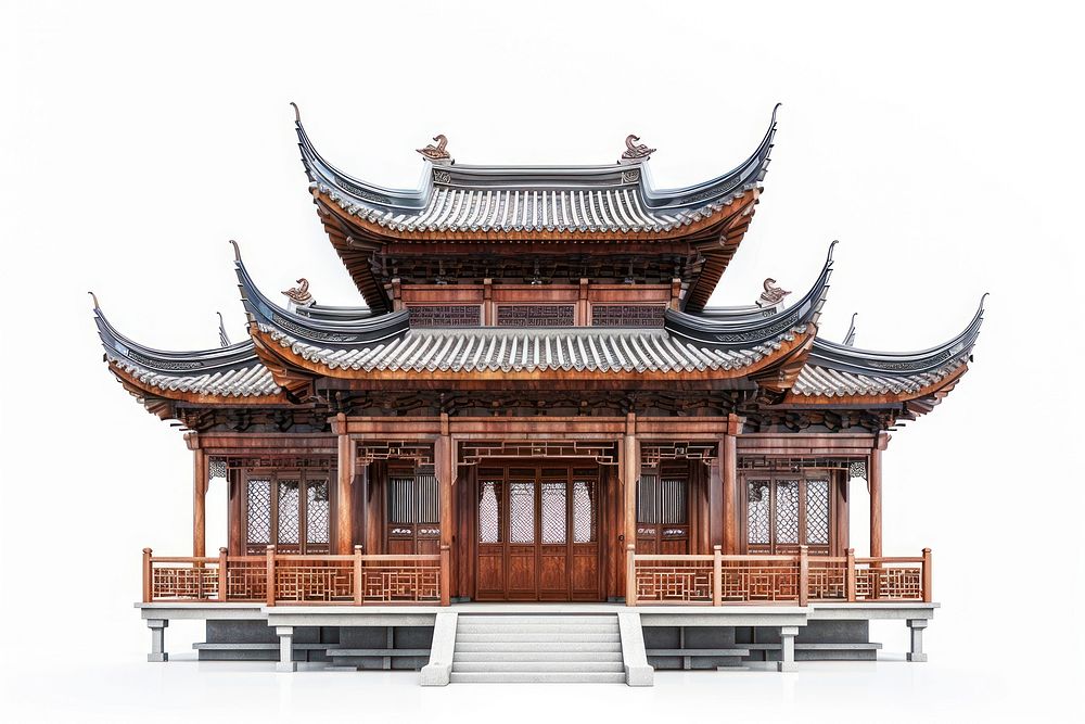 Wooden temple building architecture housing worship.