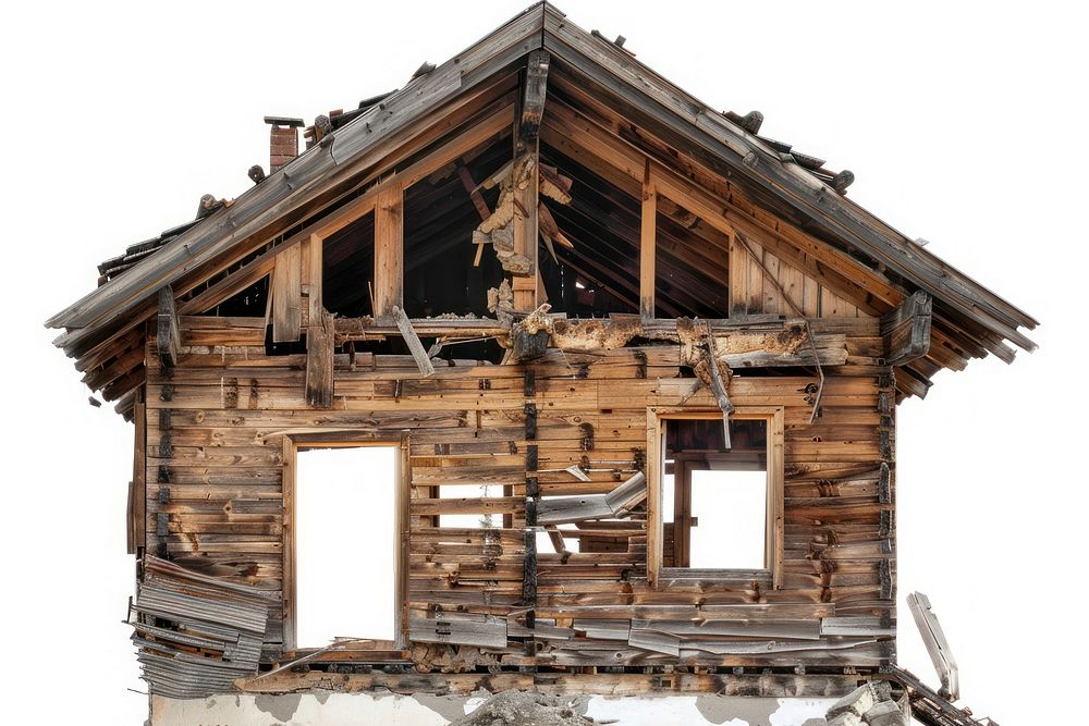Wooden architecture destroyed photo of retro building countryside outdoors.