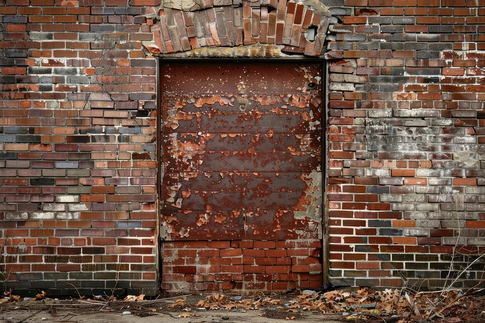 Broken brick wall architecture corrosion building.