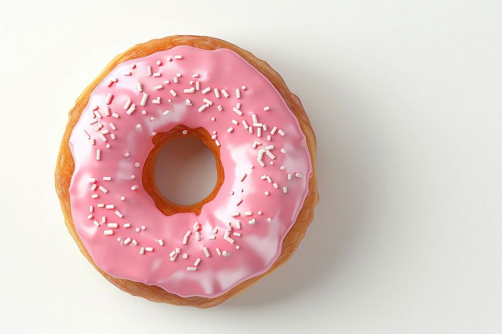 Donut with pink icing confectionery dessert sweets.