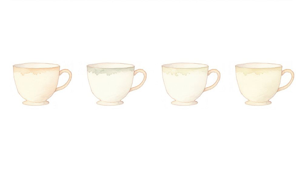 Tea cups as divider watercolor porcelain beverage pottery.