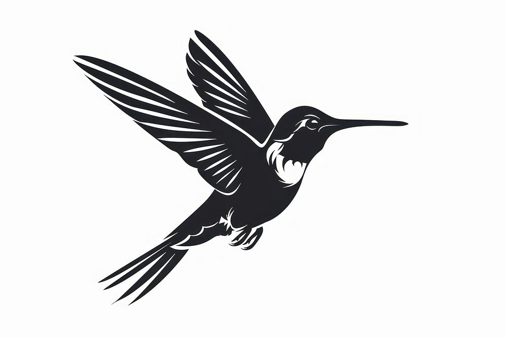 Hummingbird icon stencil animal flying.