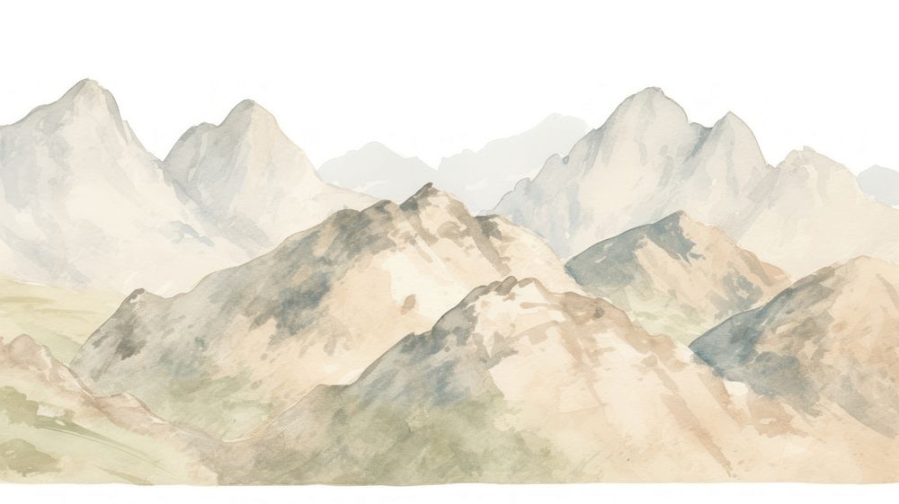 Mountain landscape as divider watercolor outdoors painting scenery.