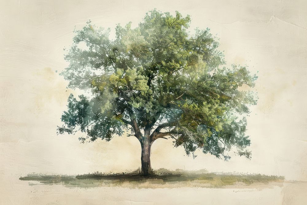 Tree painting sycamore plant. | Free Photo Illustration - rawpixel