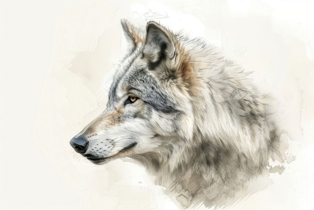 Wolf drawing illustrated animal.