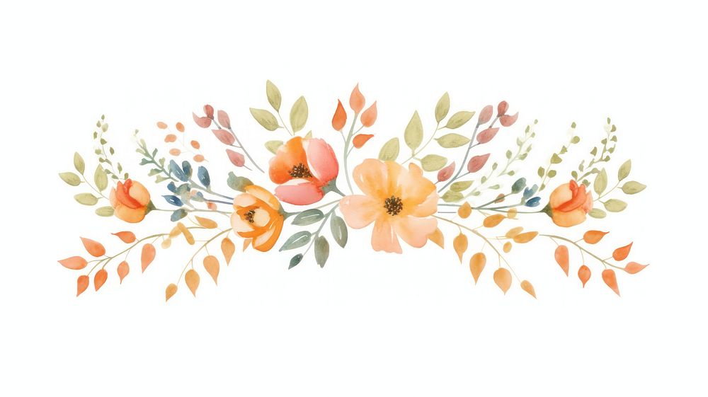 Autumn bouquet as divider watercolor graphics painting pattern.
