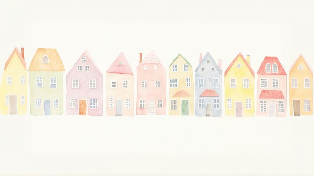 Homes as divider watercolor confectionery neighborhood architecture.