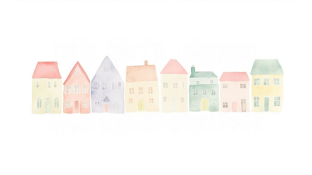 Homes as divider watercolor architecture building.