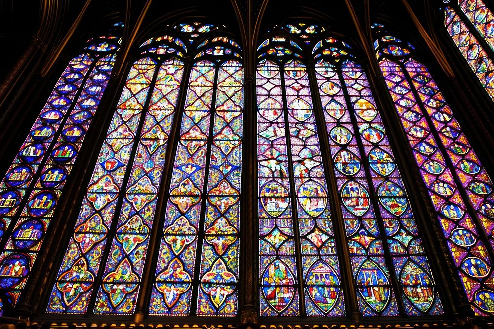 Stained glass windows of Sainte-Chapelle gate art.