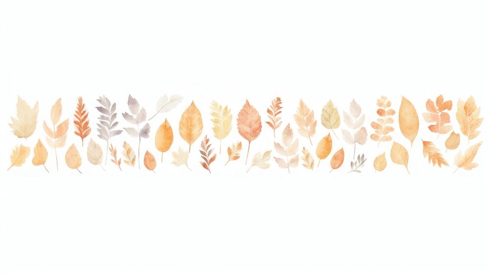 Autumn leaves as divider watercolor graphics pattern plant.