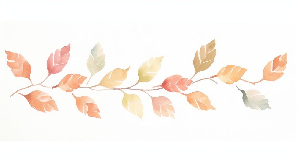 Autumn leaves as divider watercolor invertebrate graphics pattern.