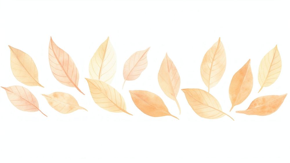 Autumn leaves as divider watercolor pattern herbal plant.