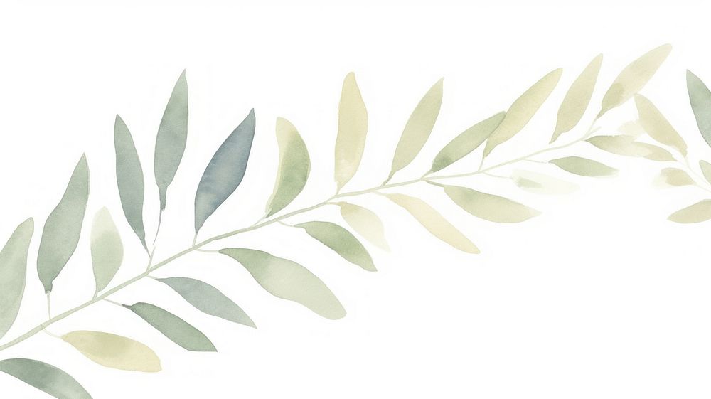 Botanical leaves as divider watercolor graphics pattern herbal.