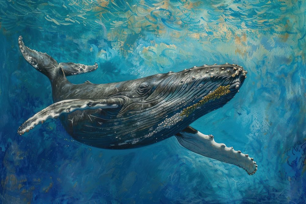 Blue Humpback Whale whale animal mammal.