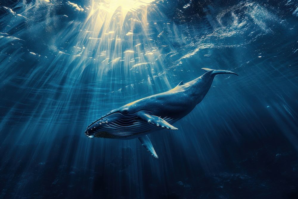 Blue Whale under water whale outdoors animal.