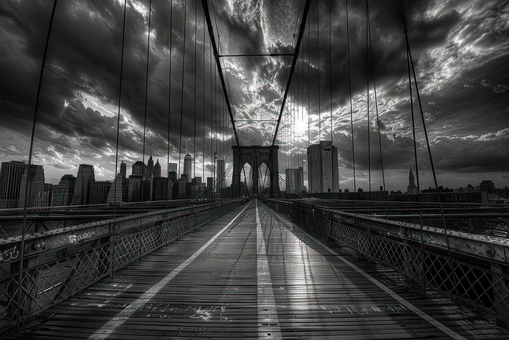 Brooklyn bridge at dusk city brooklyn bridge waterfront.
