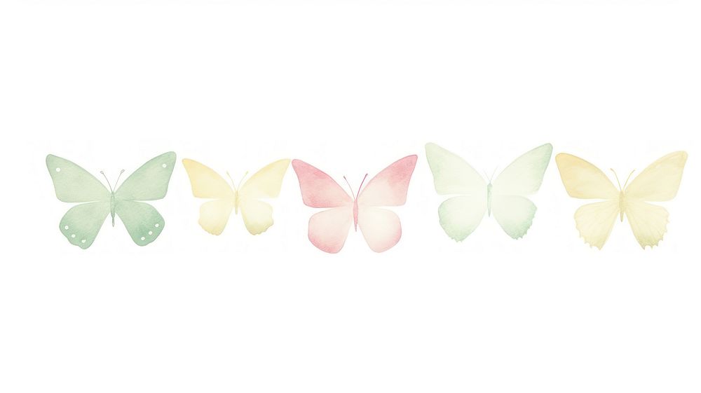 Butterflies as divider watercolor blossom flower animal.