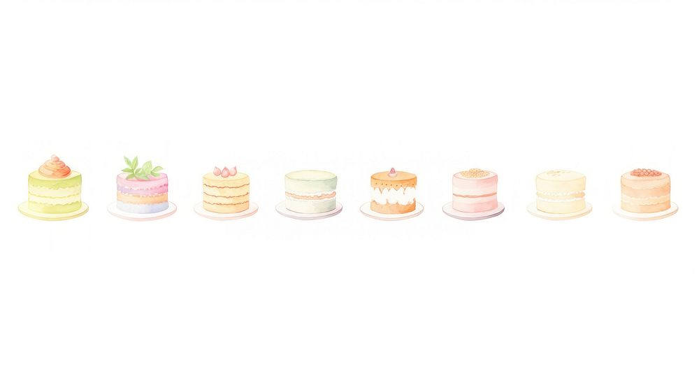 Cakes as divider watercolor confectionery macarons dessert.