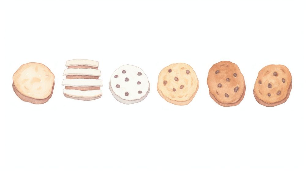Cookies as divider watercolor confectionery sweets bread.