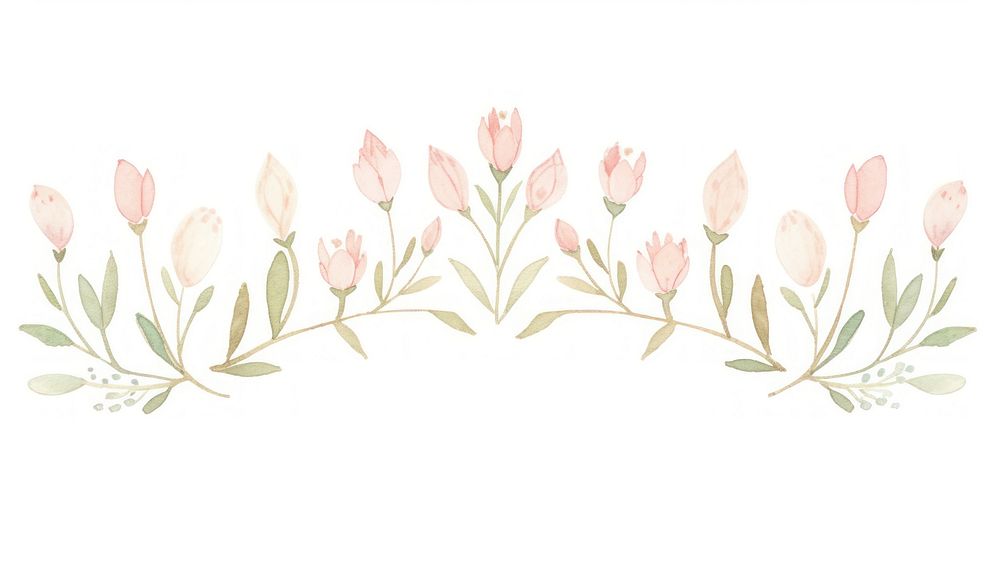 Crowns with flowers as divider watercolor graphics pattern blossom.