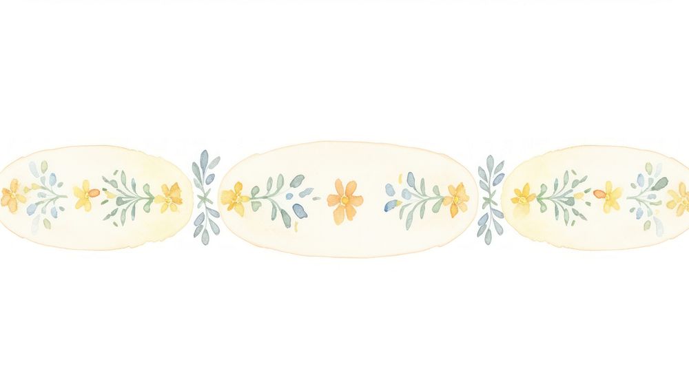 Crosses with flowers as divider watercolor porcelain graphics outdoors.