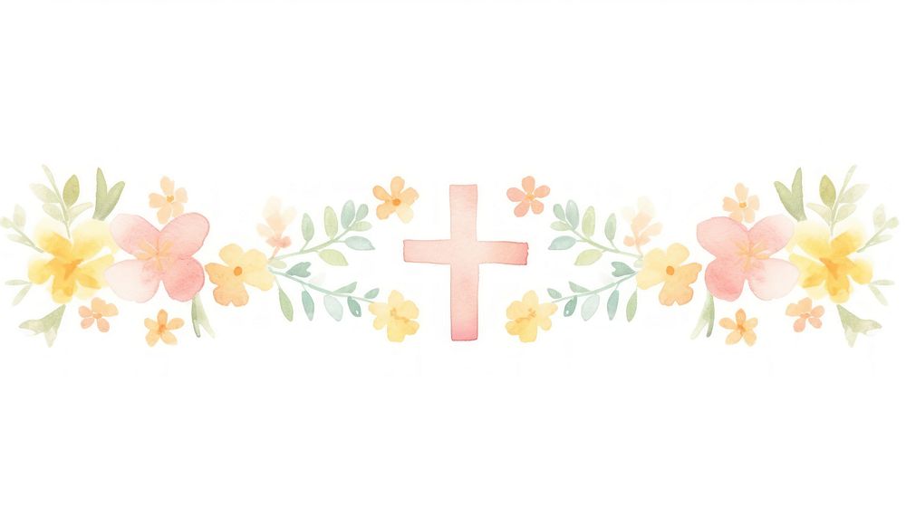 Crosses with flowers as divider watercolor graphics outdoors blossom.