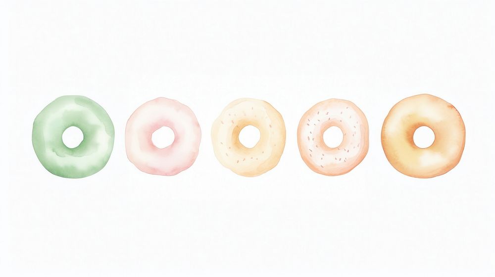 Donuts as divider watercolor confectionery sweets fungus.
