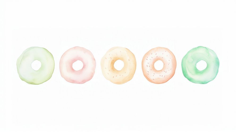 Donuts as divider watercolor confectionery produce sweets.