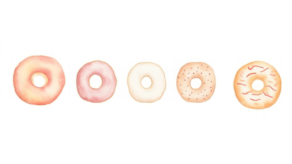 Donuts as divider watercolor confectionery sweets bread.
