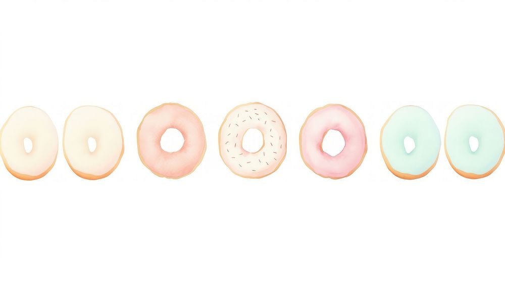 Donuts as divider watercolor confectionery dessert sweets.