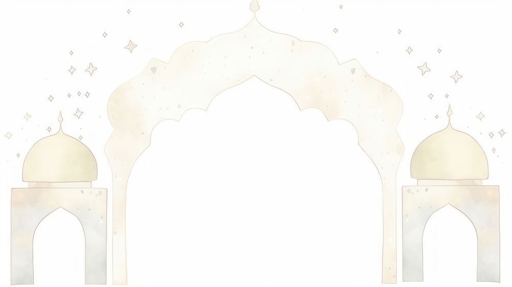 Eid mubarak as divider watercolor architecture building arched.