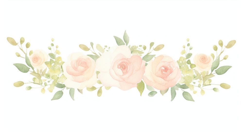 Flower crown as divider watercolor graphics pattern blossom.