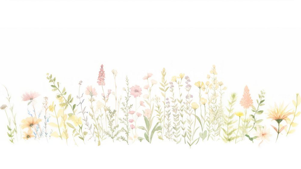 Flowers as divider watercolor graphics outdoors painting.