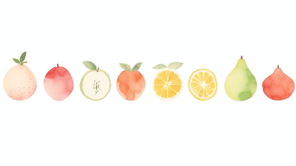 Fruits as divider watercolor grapefruit produce orange.