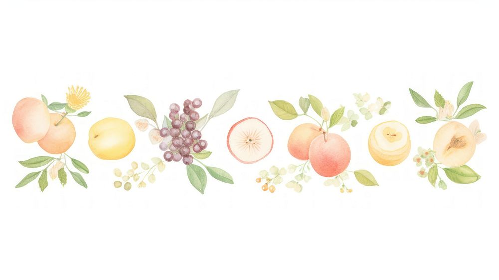 Fruits with flowers as divider watercolor grapefruit produce plant.