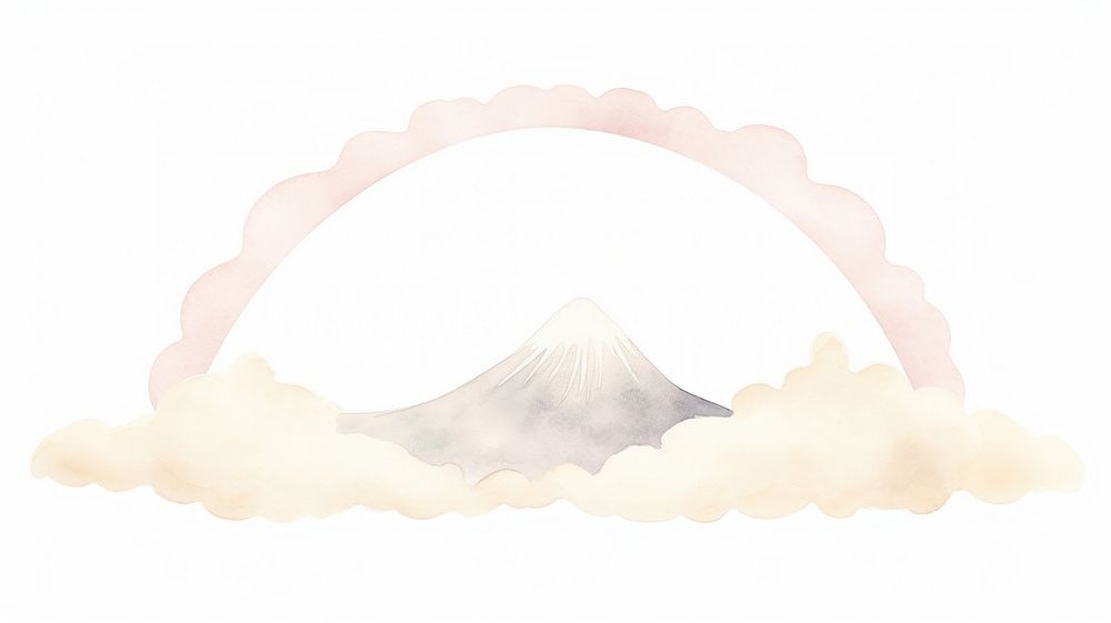 Fuji mountain landscape as divider watercolor outdoors nature person.