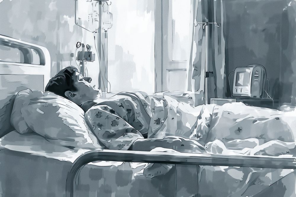 Patient Sleeps on the Bed hospital male transportation.