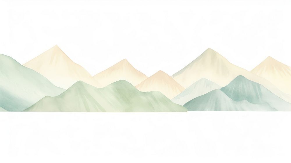 Mountains as divider watercolor landscape outdoors painting.