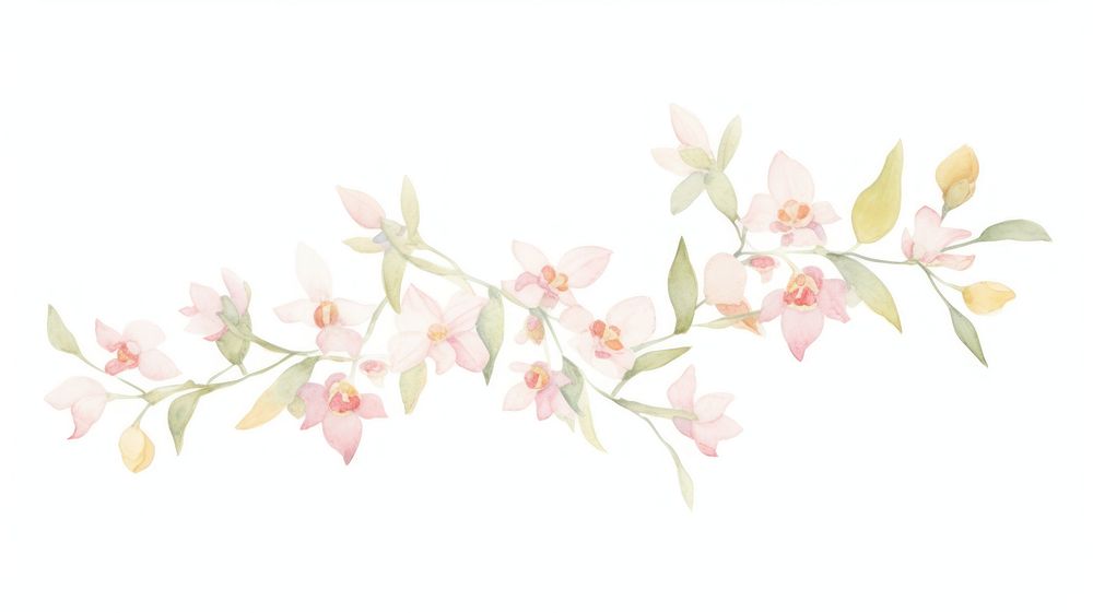 Orchid bouquet as divider watercolor graphics pattern blossom.