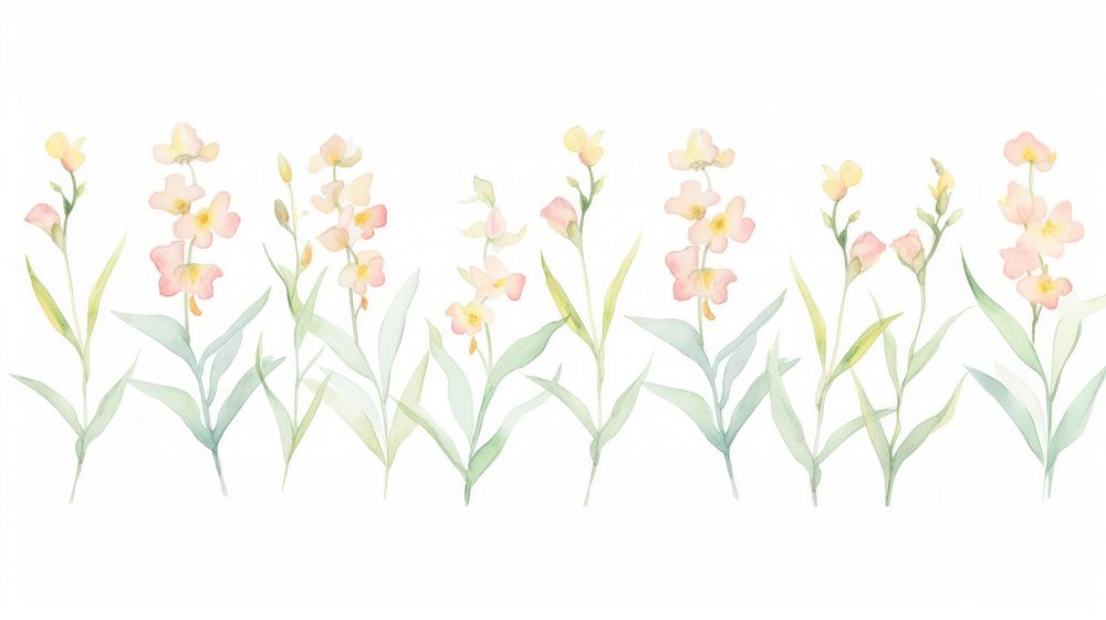 Orchids as divider watercolor illustrated graphics daffodil.