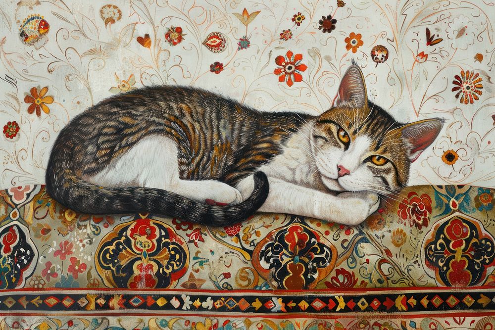 Cat art painting animal mammal.