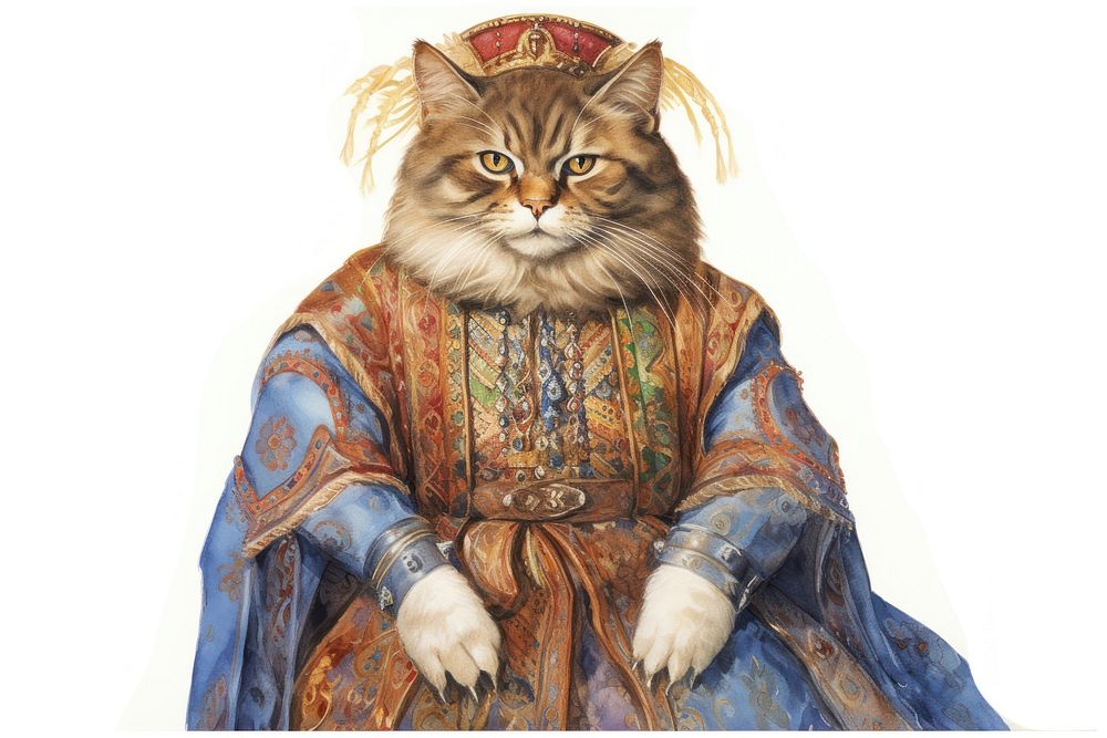 Cat in sultan cloth painting portrait mammal.