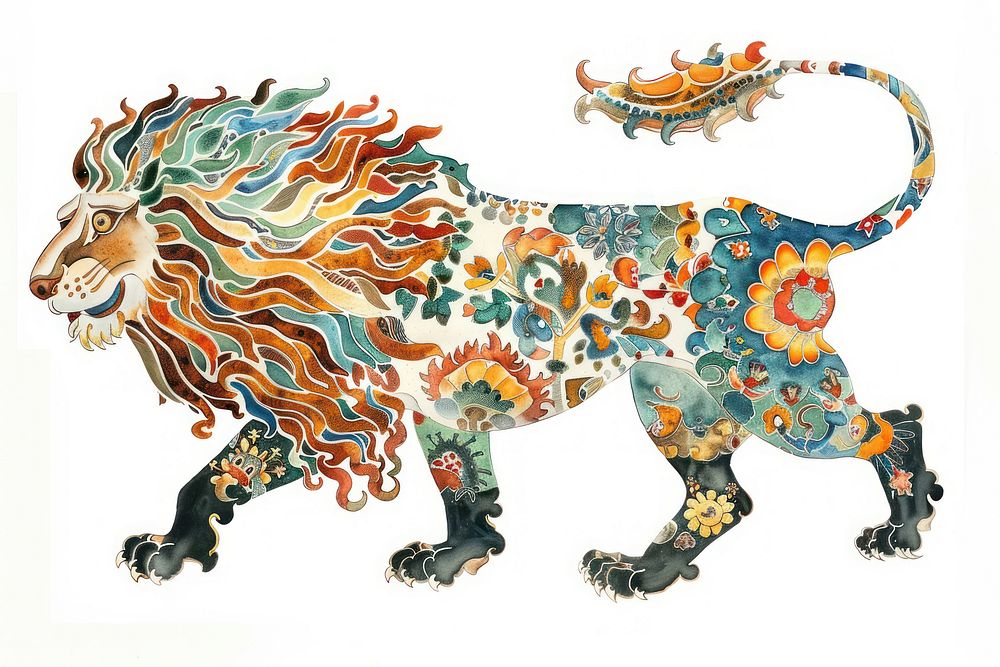 Lion painting animal mammal.