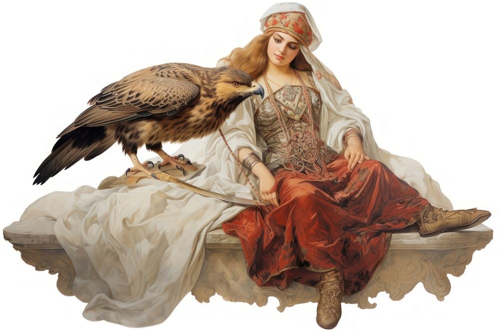 Woman on eagle painting animal adult.