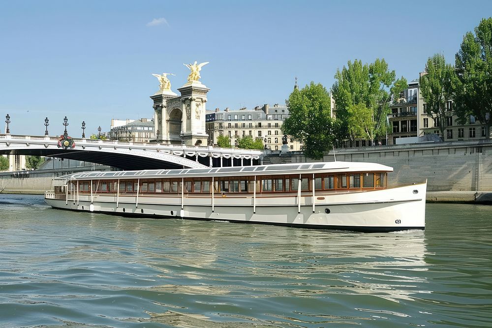 River cruise along the Seine transportation recreation waterfront.